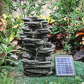 BTGGG Solarbrunnen für Draußen, Kaskaden
