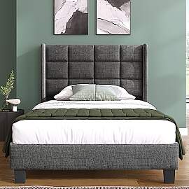 BTM Design-Einzelbett 90x200cm in Grauleinen Mit