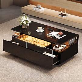 BTM Speicher-Couchtisch mit LED Licht und 2