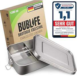 Bublife Brotdose Edelstahl mit Fächern Lunchbox - 
