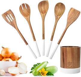 Buche Holz Kochgeschirr Set, Küche Kochwerkzeuge
