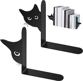 Buchstütze aus Metall, 2 Stück Katze