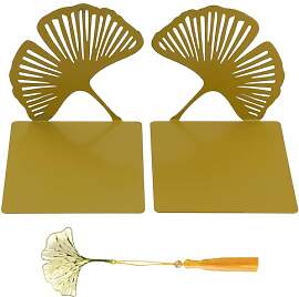 Buchstützen aus Metall, Buchstütze Gingko,