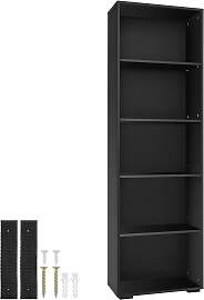 Bücherregal Lexi 5 Fächer 60x30x190cm - schwarz