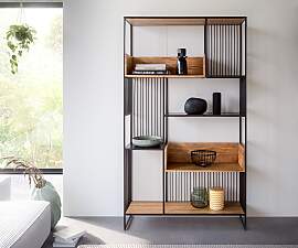 Bücherregal Lukeo 115x200 cm Akazie Natur Metall