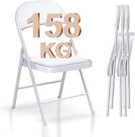 BULAGE 4er-Set Klappstühle, Weiß Klappstuhl