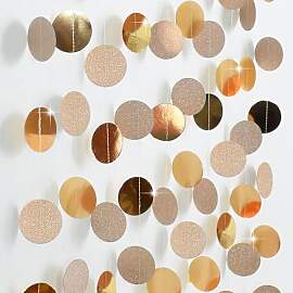 Bunt Glitzer Papier Circle Dots Garland,Rose Gold