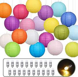Bunte Papierlaterne 25cm mit 20 Stück