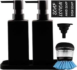 burkfeeg Seifenspender Schwarz Matt, 350ml×2 Glas 