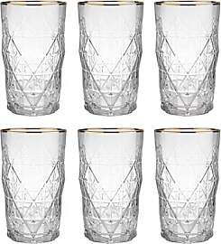 BUTLERS 6er Set Longdrinkgläser mit Goldrand