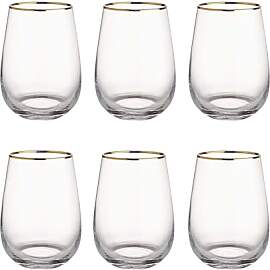 BUTLERS 6er Set Longdrinkgläser mit Goldrand