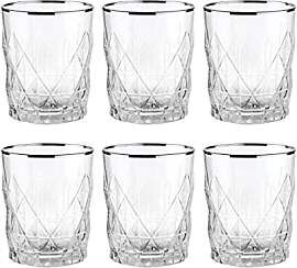 BUTLERS 6er Set Trinkgläser mit Silberrand 345ml