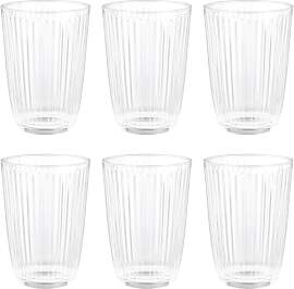 BUTLERS 6er Set Trinkglas Rillen-Design 390 ml