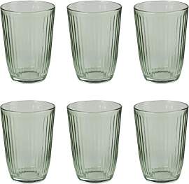 BUTLERS 6er Set Trinkglas Rillen-Design 390 ml