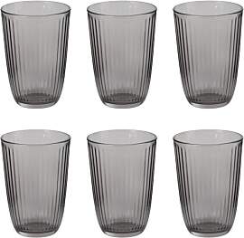 BUTLERS 6er Set Trinkglas Rillen-Design 390 ml