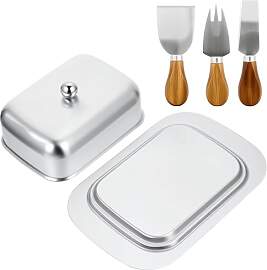 Butterdose Edelstahl mit Deckel und Griff