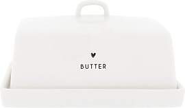 Butterdose HEART mit Herz weiß schwarz 12x14,5cm