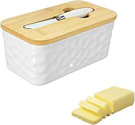 Butterdose Keramik, Butterglocke mit Messer und