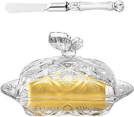 Butterdosen mit Deckel, Glas Butterschale mit