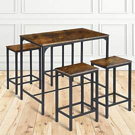 buybyroom Stehtisch mit 4 Barhockern, Bartisch mit 