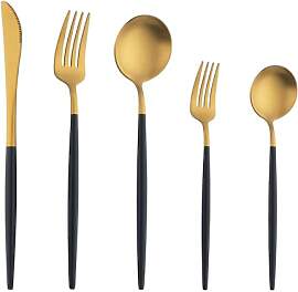 Buyer Star Matte Schwarzes Gold Besteck Set, 5