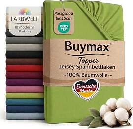 Buymax Jersey Spannbettlaken Topper 120x200 cm