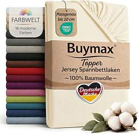 Buymax Jersey Spannbettlaken Topper 120x200 cm