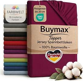 Buymax Jersey Spannbettlaken Topper 120x200 cm