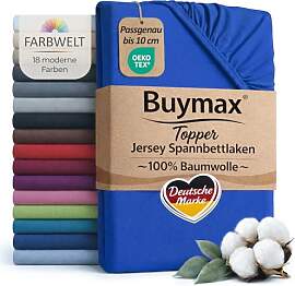 Buymax Jersey Spannbettlaken Topper 120x200 cm