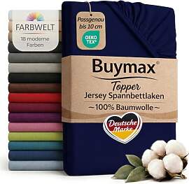 Buymax Jersey Spannbettlaken Topper 120x200 cm