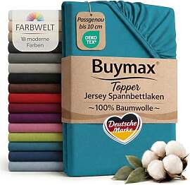 Buymax Jersey Spannbettlaken Topper 120x200 cm