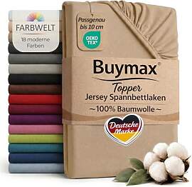 Buymax Jersey Spannbettlaken Topper 120x200 cm