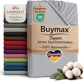 Buymax Jersey Spannbettlaken Topper 120x200 cm
