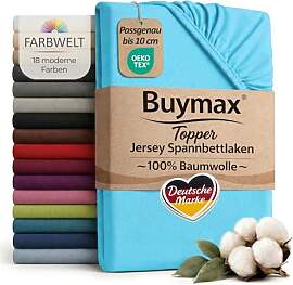 Buymax Jersey Spannbettlaken Topper 120x200 cm