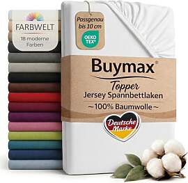 Buymax Jersey Spannbettlaken Topper 120x200 cm