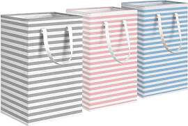 BUYMEO 72L faltbarer Wäschekorb, Set Wäschesack, 