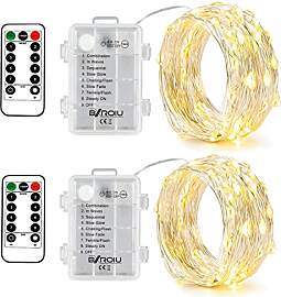 BXROIU 2 x50Leds Silbernedraht Micro LED
