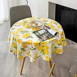 BZUEPRS Zitronen Tischdecke, 140cm Rund PVC