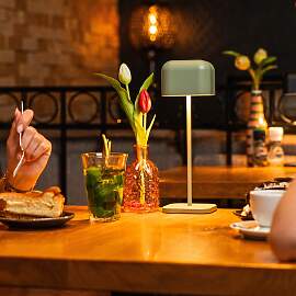 Cabo Tischlampe Matt Grün Grau Mittel