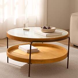 Cagnolier Couchtisch Rund, 2-Tier Wohnzimmertisch