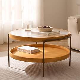 Cagnolier Couchtisch Rund, 2-Tier Wohnzimmertisch