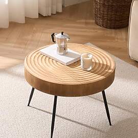 Cagnolier Couchtisch Rund, Beistelltisch Rund Holz 