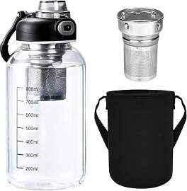 Calenxy Glasflasche mit Teesieb, 1Liter