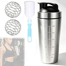 Calenxy Protein-Shaker aus Edelstahl mit Kugel