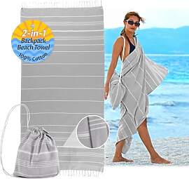 CalmyBEACH 2in1 Hamamtuch Rucksack Strandtuch
