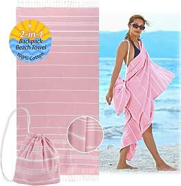 CalmyBEACH 2in1 Hamamtuch Rucksack Strandtuch