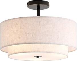 CALOKES Deckenlampe Stoff Beige Rund Ø40cm –