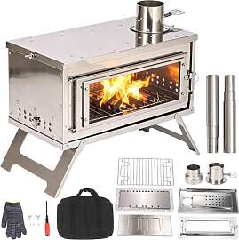 Camp Feuer Zeltofen, Edelstahl Zeltofen mit Kamin, 