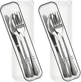 Camping Besteck Set, Reisebesteck mit Etui,