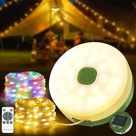 Camping Lichterkette Aufrollbar Solar, 10M 3000mAh 